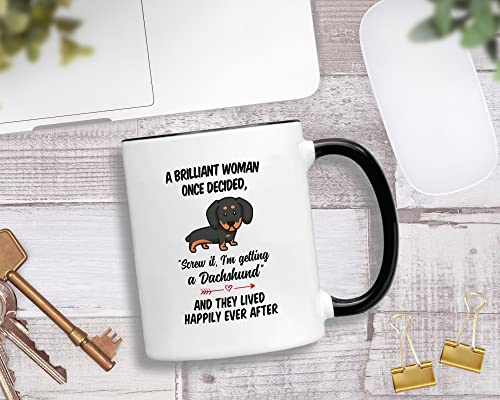 Daschund Gifts For Women Brilliant Woman Once | Ceramic Coffee Mug | 11 OZ