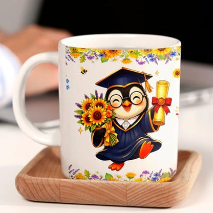 Penguin Teacup Gift For Congrats Graduation | Customised Coffee Mug | 11 OZ