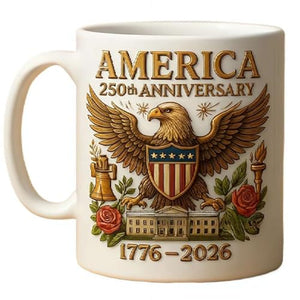 U S 250th Anniversary 1776-2026 Celebrates | Ceramic Coffee Mug | 11 OZ