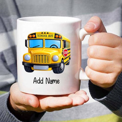Personalized School Bus with Name Driver | Customised Coffee Mug | 11 OZ