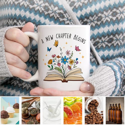 A New Chapter Begins for Women Funny Floral | Ceramic Coffee Mug | 11 OZ