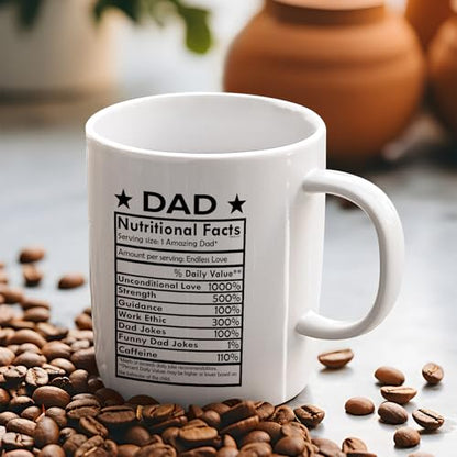 Veracco Dad Nutritional Facts Best Ever Daddy | Ceramic Coffee Mug | 11 OZ