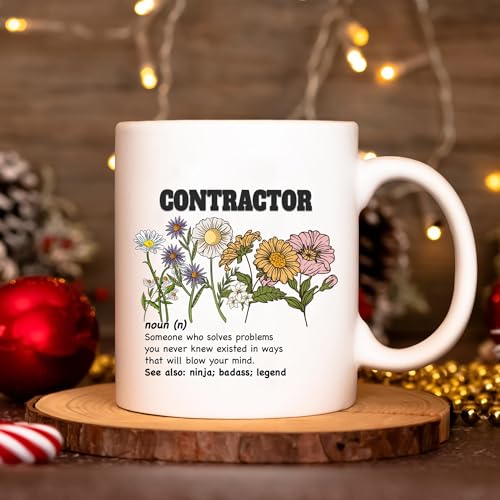 Floral Contractor Gift for Women Coworker | Ceramic Coffee Mug | 11 OZ