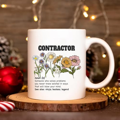 Floral Contractor Gift for Women Coworker | Ceramic Coffee Mug | 11 OZ