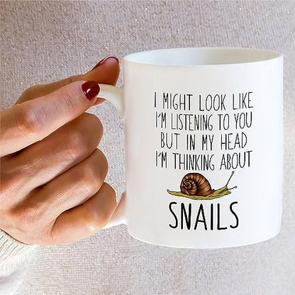Funny Snail Gift Thinking About Snails Lover | Ceramic Coffee Mug | 11 OZ