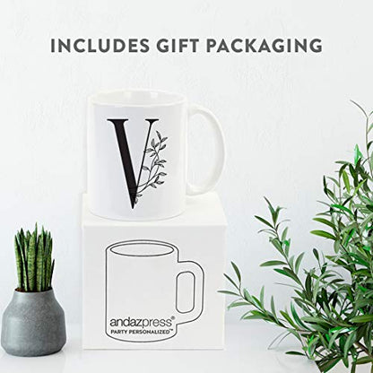 Gift Elegant Design Monogram Initial Letter V | Ceramic Coffee Mug | 11 OZ
