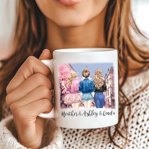 Personalized 3 Sisters Custom Sister Gift | Customised Coffee Mug | 11 OZ