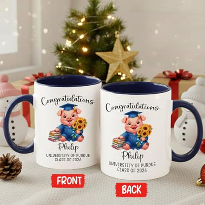 Pig Graduation Accent Personalized | Customised Coffee Mug | 11 OZ