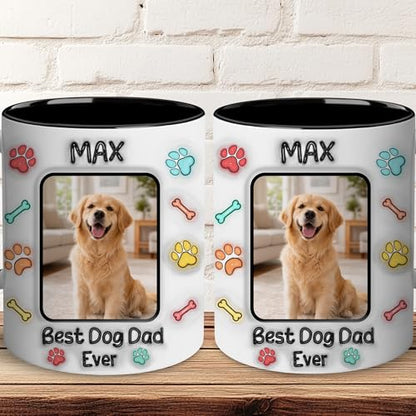 Personalized Dog Dad for fathers day mug | Ceramic Coffee Mug | Father's Day Gift | Stylish Printed Design | Tea & Coffee Cup | 11oz | Black Two-Tone Design