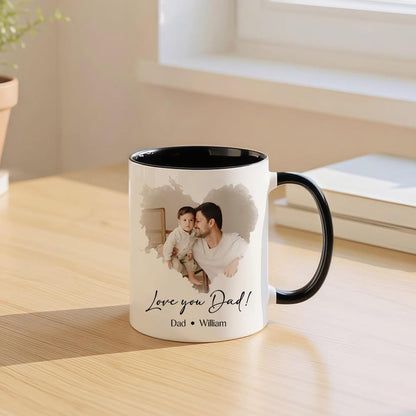 Personalized Photo Custom Dad | Ceramic Coffee Mug | Father's Day Gift | Stylish Printed Design | Tea & Coffee Cup | 11oz | Black Two-Tone Design
