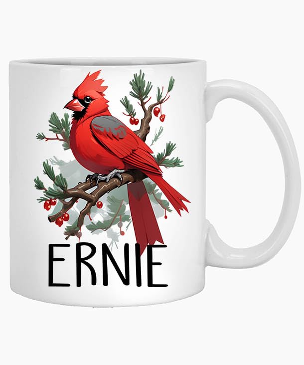 Personalized Name Ernie Male Cardinal | Customised Coffee Mug | 11 OZ