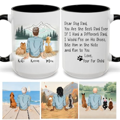 Personalized Dog Dad Ever Custom Happy | Customised Coffee Mug | 11 OZ