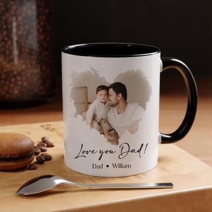 Personalized Photo Custom Dad | Ceramic Coffee Mug | Father's Day Gift | Stylish Printed Design | Tea & Coffee Cup | 11oz | Black Two-Tone Design