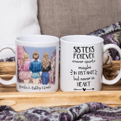 Personalized 3 Sisters Custom Sister Gift | Customised Coffee Mug | 11 OZ