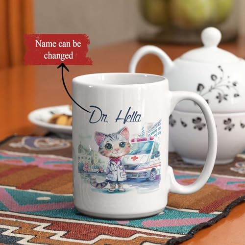 Lovely Customized With Doctor Cute Cat | Customised Coffee Mug | 11 OZ