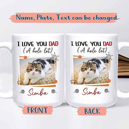 Personalized Add Photo Cat Daddy I Love You | Customised Coffee Mug | 11 OZ
