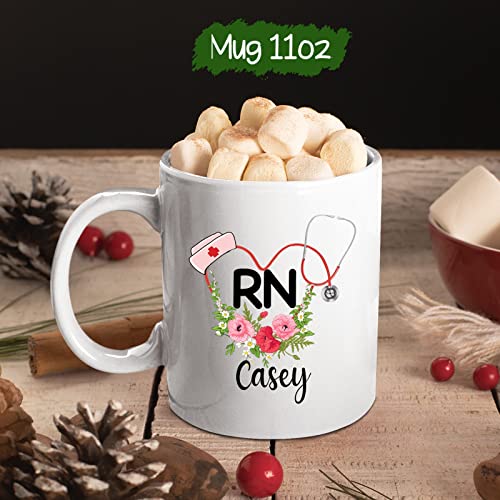 Custom Nurse With Name Present Personalized | Customised Coffee Mug | 11 OZ