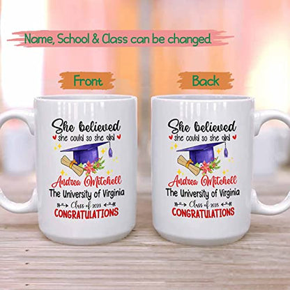 She Believed Could So Did Congratulations | Customised Coffee Mug | 11 OZ