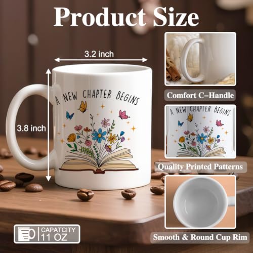 A New Chapter Begins for Women Funny Floral | Ceramic Coffee Mug | 11 OZ