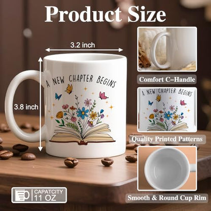 A New Chapter Begins for Women Funny Floral | Ceramic Coffee Mug | 11 OZ
