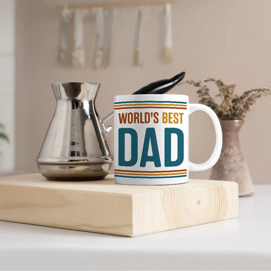 World's Best Dad Double | Ceramic Coffee Mug | Father's Day Gift | Stylish Printed Design | Tea & Coffee Cup | 11oz