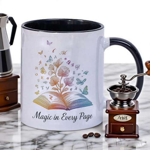 Inspirational with Colorful Book Butterfly | Ceramic Coffee Mug | 11 OZ