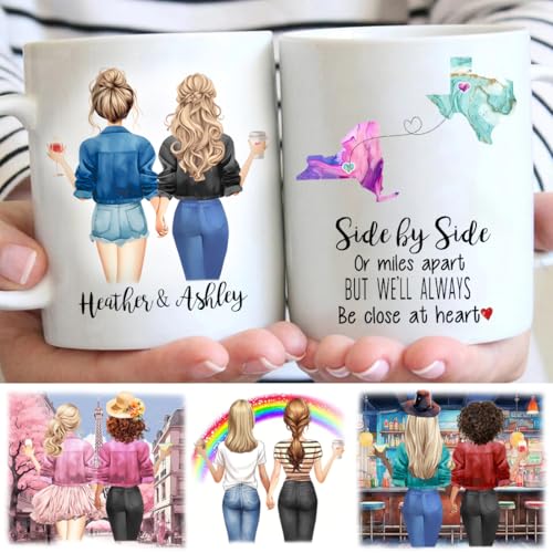 Custom Long Distance Friendship Side by or | Customised Coffee Mug | 11 OZ