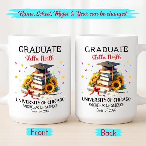 Personalized Graduation Cap Sunflower | Customised Coffee Mug | 11 OZ