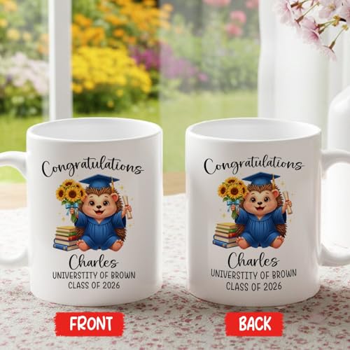 Hedgehog Graduation Accent Personalized | Customised Coffee Mug | 11 OZ