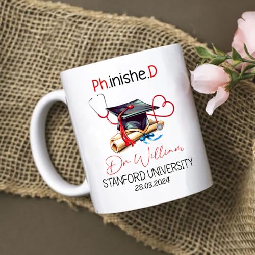 Personalized Graduation Phd Phinished | Customised Coffee Mug | 11 OZ