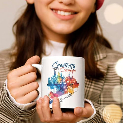 Personalized Artist Themed Creativity Takes | Customised Coffee Mug | 11 OZ