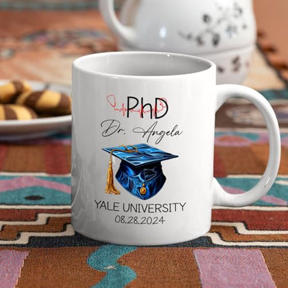 PhD Congrats Graduation Cap Personalized | Customised Coffee Mug | 11 OZ