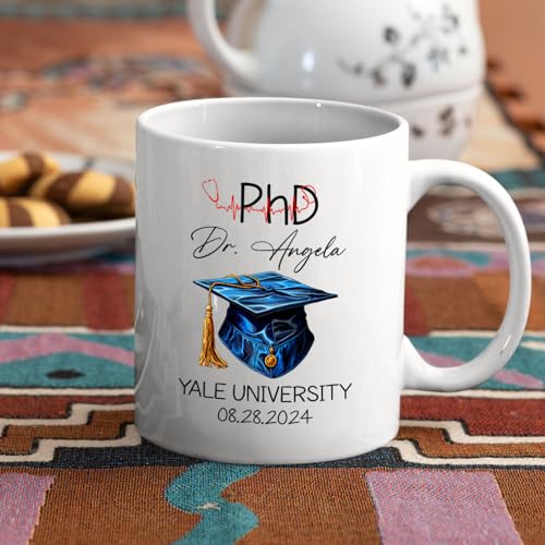 PhD Congrats Graduation Cap Personalized | Customised Coffee Mug | 11 OZ