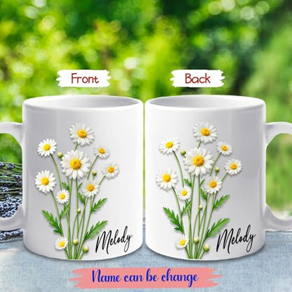 Personalized Daisy Floral Awesome Blossom | Customised Coffee Mug | 11 OZ