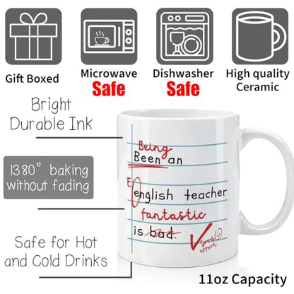 Funny English Teacher Appreciation Gifts | Ceramic Coffee Mug | 11 OZ
