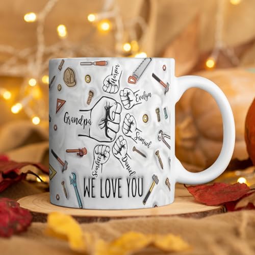 Custom Grandpa with Names Personalized Fist | Customised Coffee Mug | 11 OZ