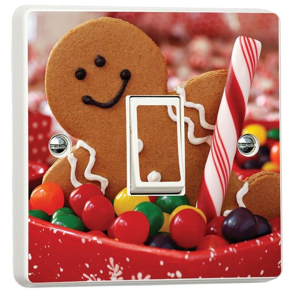 Christmas Gingerbread Man Light Switch Sticker Cover Vinyl Skin Wall Decal