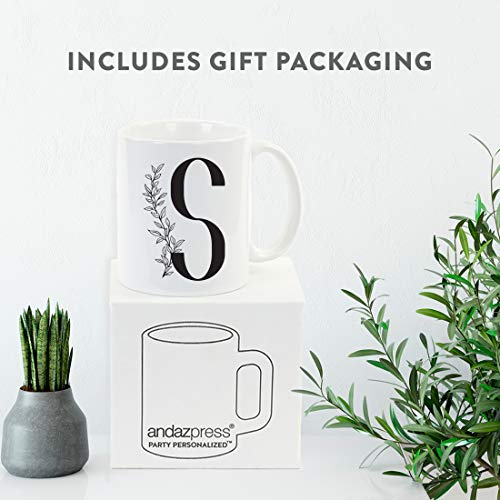 Gift Elegant Design Monogram Initial Letter S | Ceramic Coffee Mug | 11 OZ