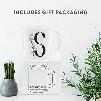 Gift Elegant Design Monogram Initial Letter S | Ceramic Coffee Mug | 11 OZ