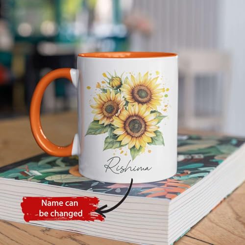 Customized Name Sunflower Personalized | Customised Coffee Mug | 11 OZ
