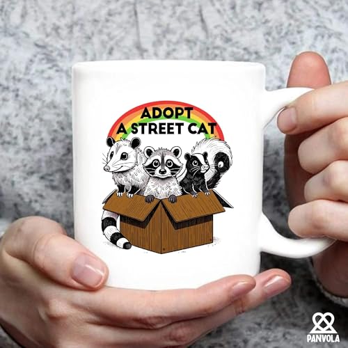 Adopt A Street Cat Funny Raccoon Lover Gifts | Ceramic Coffee Mug | 11 OZ