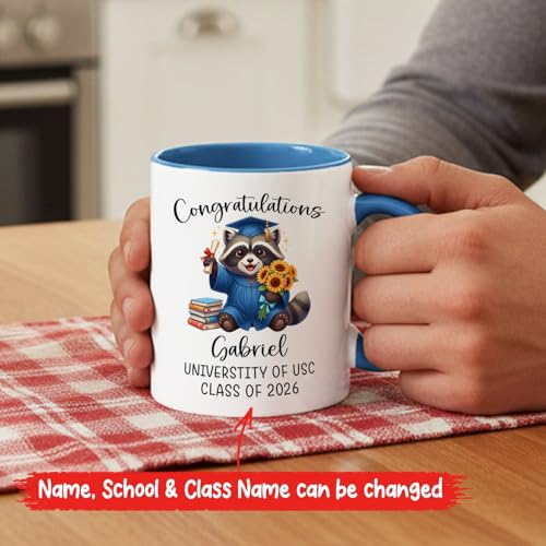 Raccoon Graduate Accent Gift For Son | Customised Coffee Mug | 11 OZ