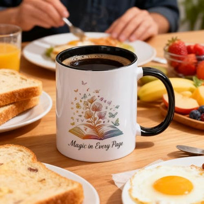 Inspirational with Colorful Book Butterfly | Ceramic Coffee Mug | 11 OZ