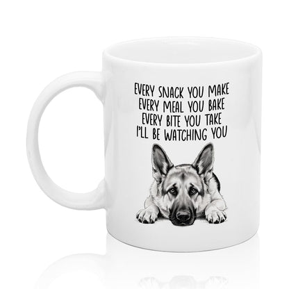 Every Snack You Make I'll Be Watching You Funny German Shepherd | Ceramic Coffee Mug | Father's Day Gift | Stylish Printed Design | Tea & Coffee Cup | 11oz