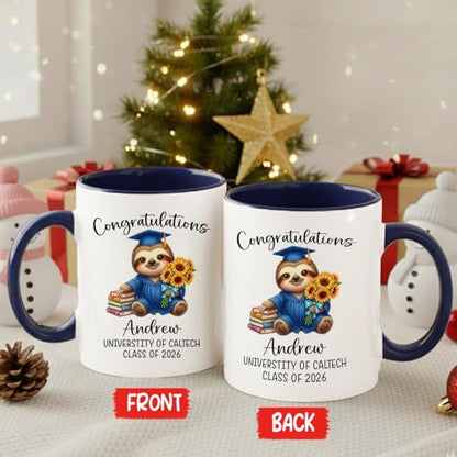 Congratulations Sloth Graduation Accent Or | Customised Coffee Mug | 11 OZ