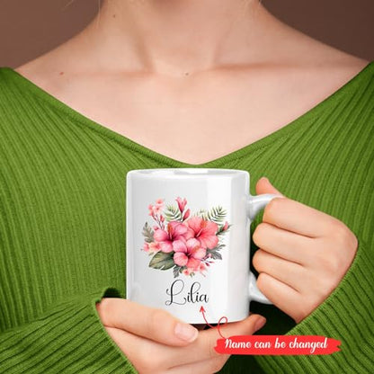 Unique Hibiscus Gift For Flower Lovers | Customised Coffee Mug | 11 OZ