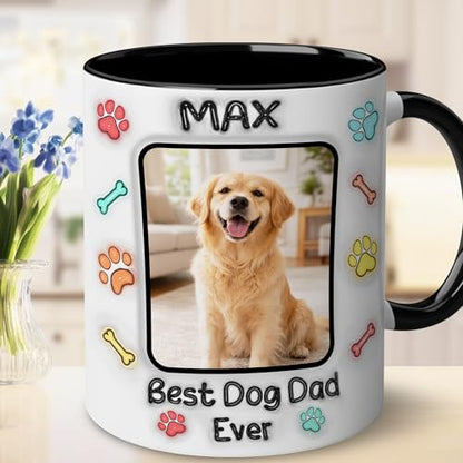 Personalized Dog Dad for fathers day mug | Ceramic Coffee Mug | Father's Day Gift | Stylish Printed Design | Tea & Coffee Cup | 11oz | Black Two-Tone Design