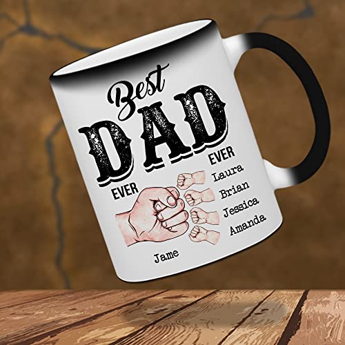 WHIDOBE Personalized Dad 4 Kids Custom Fist | Customised Coffee Mug | 11 OZ