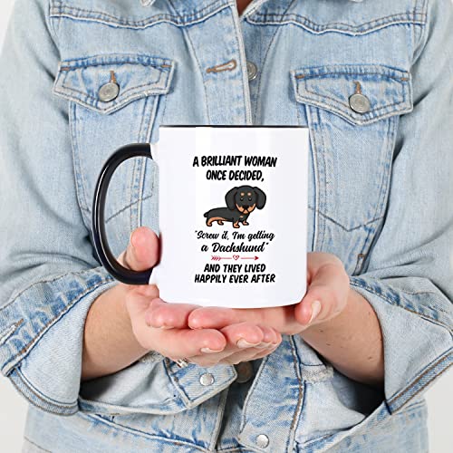 Daschund Gifts For Women Brilliant Woman Once | Ceramic Coffee Mug | 11 OZ