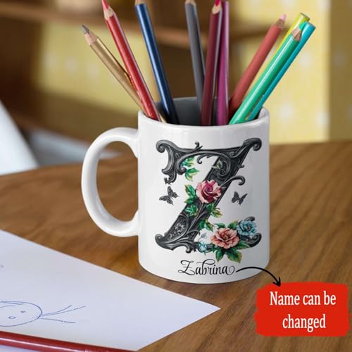Customized Name Letter Z Gothic Alphabet | Customised Coffee Mug | 11 OZ